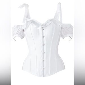 Corset story WHITE COTTON OVERBUST WITH SLEEVES AND SHOULDER STRAPS
